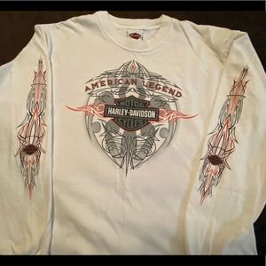 Men’s Jones Harley Davidson white long sleeve tee shirt.  Large.